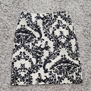 Talbots Black and Cream Patterned Pencil Skirt